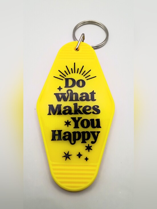 Handmade Accessories - Yellow 'Do What Makes You Happy' Key Tag Keychain